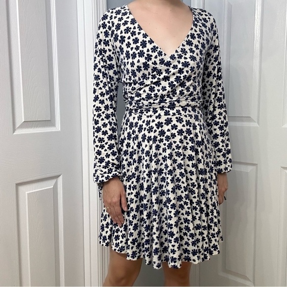 Free People Dress Mini Wrap Floral Boho Cottagecore Blue Dainty Size Medium - Picture 1 of 7